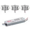 Set of 3 "Pialux" mini recessed spotlights 3W 700mA 190lm warm white waterproof