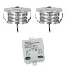 Set of 2 "Pialux" mini recessed spotlights 3W 700mA 190lm warm white with dimmable power supply unit