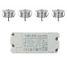 Set of 4 "Pialux" mini recessed spotlights 3W 700mA 190lm warm white with dimmable power supply unit