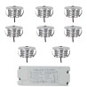 Set of 8 mini recessed spotlights 3W 700mA 160lm warm white with dimmable power supply unit