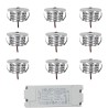 Set of 9 mini recessed spotlights 3W 700mA 160lm warm white with dimmable LED power supply unit