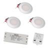Set of 3 LED recessed spotlights with 3 levels LED dimmer 12VDC 3W 3000K warm white aluminium recessed furniture luminaire
