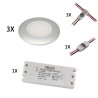 Set of 3 LED recessed spotlights 12VDC 3W 3000K warm white aluminium Recessed furniture luminaire