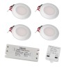 Set of 4 LED recessed spotlights with 3 level LED dimmer 12VDC 3W 3000K warm white aluminium recessed furniture luminaire