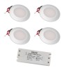 Set of 4 LED recessed spotlights 12VDC 3W 3000K warm white aluminium Recessed furniture luminaire