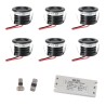 6 KIT "VISUM" 1W Recessed Mini Spot IP65 Warm White Incl. 12V LED Transformer