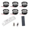 6 KIT "FORTIS" 3W LED aluminium mini recessed spotlight warm white with RF radio power supply 12VDC