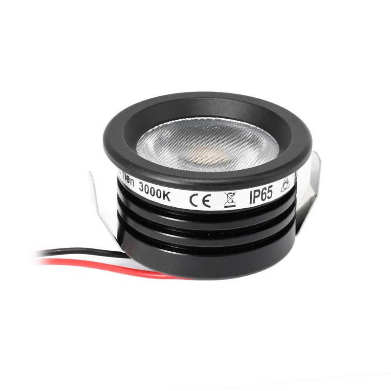 3W Min LED recessed spotlight "Fortis" black 12VDC IP65 3000K