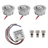 Set of 3 1W LED Mini Recessed Spotlights - "FOCOS" Minispot - 12V DC - IP44 - 3000K - Swivel - Silver