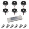 Set of 6 3W LED Mini Recessed Spotlights - "OCULOS" Minispot 3000K with Power Supply Black