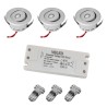 Set of 3 3W LED mini recessed spotlights - "OCULOS" Minispot 3000K with power supply Silver
