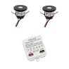 Set of 2 1W LED mini recessed spotlights "ALDYNE" black - 12VDC with LED transformer