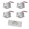 Set of 4 Fisheye 3W LED Spotlight 3000K 12VDC Swivel Silver with LED Transformer