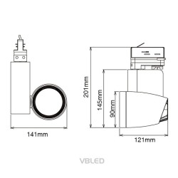 LED spotlight for 3-phase track 25W 4000K 1850 lumen neutral white