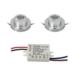 KIT of 2 - 1W LED surface mounted spotlight "CYLINDRO" Ceiling spot 3V 3000K