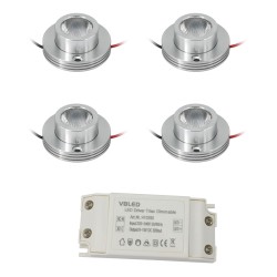 KIT of 4 - 1W LED surface mounted spotlight "CYLINDRO" Ceiling spot 3V 3000K