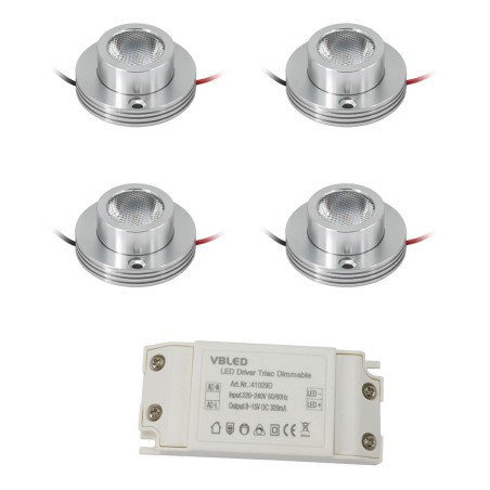 KIT of 4 - 1W LED surface mounted spotlight "CYLINDRO" Ceiling spot 3V 3000K