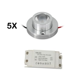 KIT of 5 - 1W LED surface mounted spotlight "CYLINDRO" Ceiling spot 3V 3000K