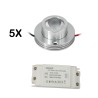 KIT of 5 - 1W LED surface mounted spotlight "CYLINDRO" Ceiling spot 3V 3000K