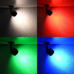 SET of 3 "ENORA" 7W RGBW 12V ceiling spotlights with IR remote control and transformer