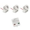 Set of 3 1W Mini Surface Mounted Spotlights Rotating & Swivelling 80lm warm white with 6W 12VDC power supply unit
