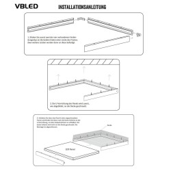 Surface-mounted frame for LED panel with click system (62 cm x 62 cm)