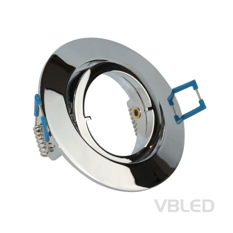 LED mounting frame made of aluminium - chrome look - round - shiny - swivelling