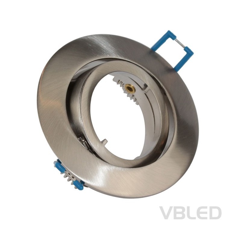 LED mounting frame made of aluminium - silver optics - round - brushed - swivelling