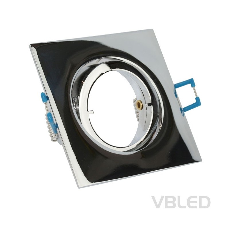 LED mounting frame made of aluminium - chrome - angular - shiny - swivelling