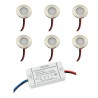 Set of 6 LED mini recessed bathroom light 6 KIT 12V 3000K