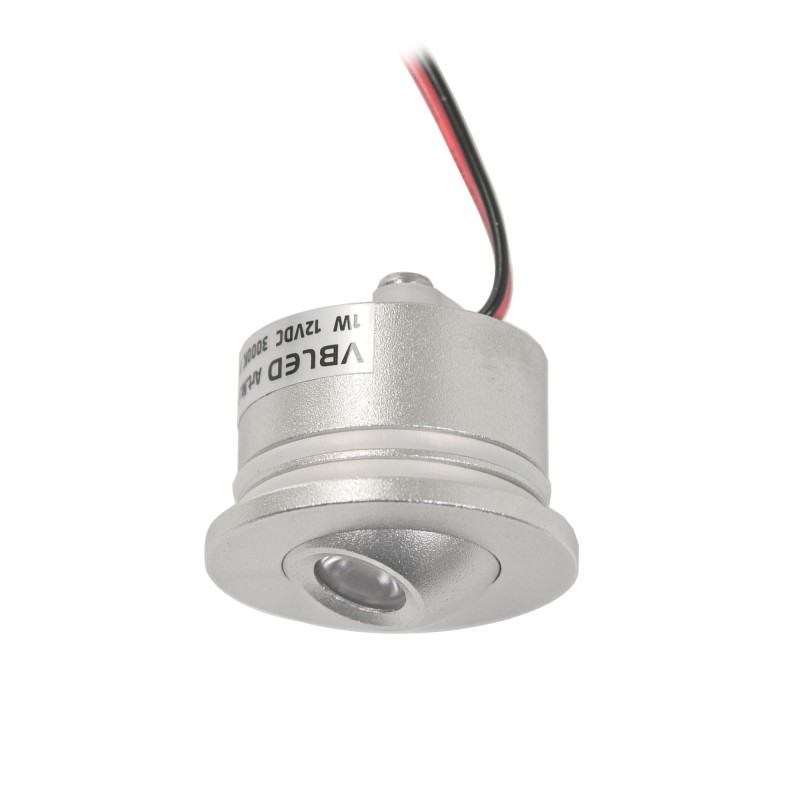 VBLED® 1W LED Mini Einbauspot - FOCOS Minispot Mini Strahler - 12V DC - IP20-3000K - Schwenkbar - Silber