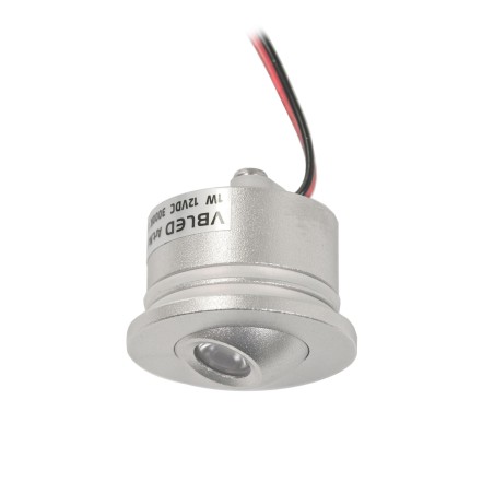 VBLED® 1W LED Mini Einbauspot - FOCOS Minispot Mini Strahler - 12V DC - IP20-3000K - Schwenkbar - Silber