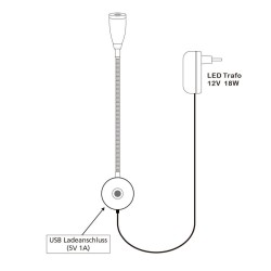 Lampe murale, lampe de chevet et lampe de lecture LED Premium avec col de cygne et connexion USB