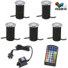 SET of 5 LED recessed floor luminaires "Callis" RGB+warm white 1W 12V AC/DC