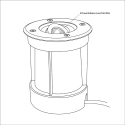 Swivelling LED recessed floor spot 230V AC IP67 water-protected without bulb