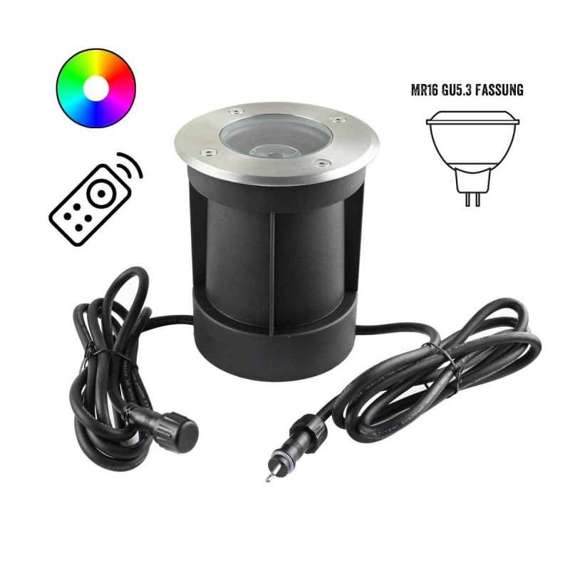 LED recessed floor spot 12V AC with 7W LED bulb RGBW