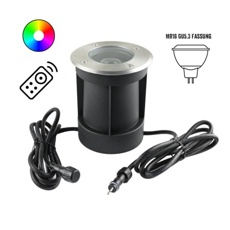 LED recessed floor spot 12V AC with 7W LED bulb RGBW