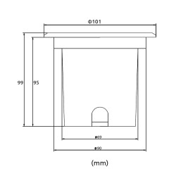 LED recessed floor luminaire "MUTARE" with 5W bulb 12VAC 400Lumen 3000K with EZDIM