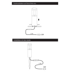 GARTUS© LED Path Light Outdoor Light "Tenus" - RGBW - 12V - 10W - IP65