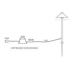 Gartus LED Bollard Light 12V AC/DC 6W 3000K