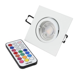 Recessed spotlight set with 7W RGB+W spot illuminant