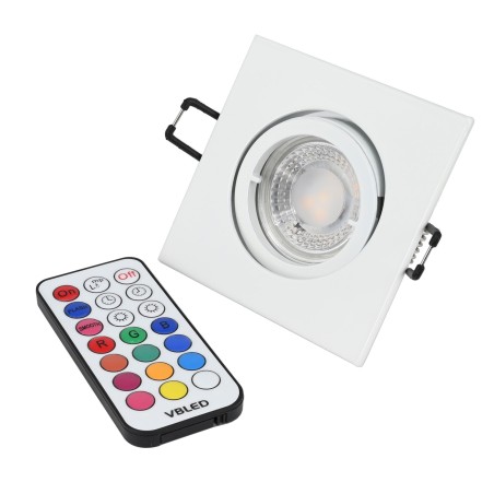 Recessed spotlight set with 7W RGB+W spot illuminant