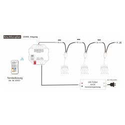 Set of 6 RGBW LED recessed lights with controller and remote control 12VDC