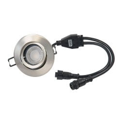 Recessed spotlight set with 7W RGB+W LED modules and mounting frame in brushed silver finish round