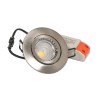 Recessed spotlight set with 5W LED modules dimmable mains adapter and mounting frame in brushed silver optics round