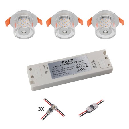 3 KIT LED recessed luminaire with G4 bulb 12V 4W 3000K 300Lumen