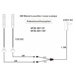 LED 3W Wall Light with 40cm Gooseneck - Dimmable - Black