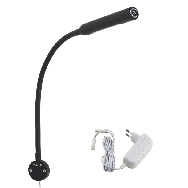 Set of 1 LED Wall Light-3W Black - 40cm Gooseneck - DIMMABLE